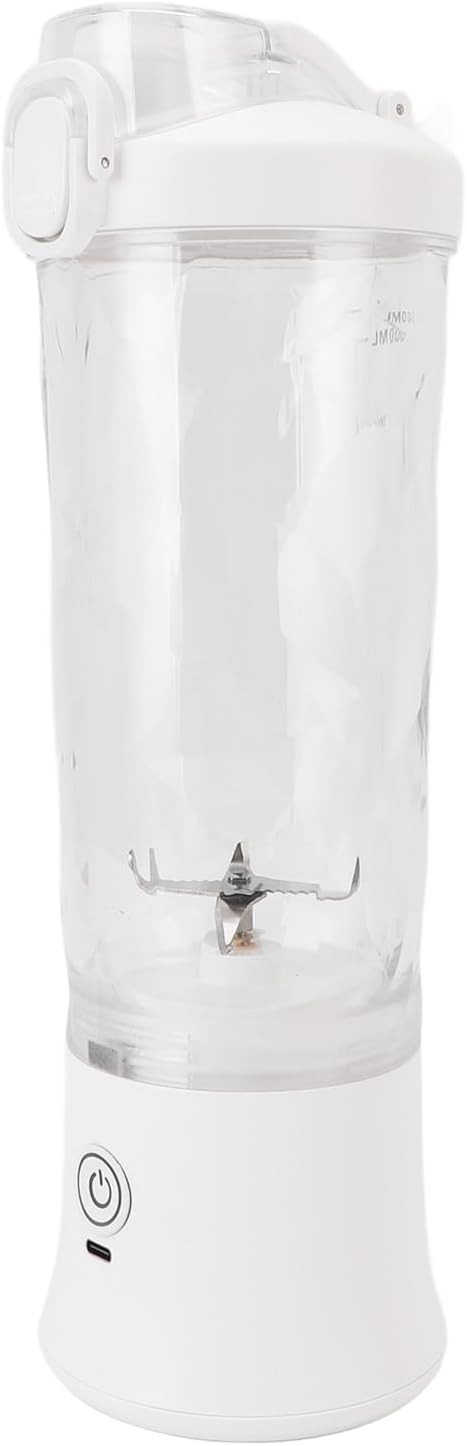 Qinlorgo Portable Blender, 600ml 18000RPM USB C Rechargeable Mini Juicer Cup with Stainless Steel Blades and RGB Light, for Travel Gym Outdoor Sports