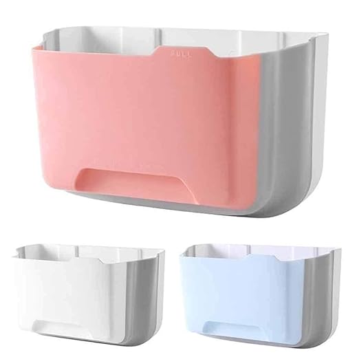 Hanging Trash Can, Kitchen Garbage Bin Waste Bins, Trash Can Kitchen Cabinet Door Wall Mounted Folding Waste Bin Kitchen Cabinet Door Hanging Trash Can Home Mounted Folding Storage Bin ( Color : B )