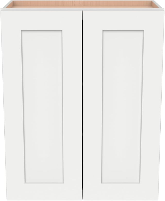 Wall-Mounted Cabinet – Solid Wood Shaker Style Medicine Cabinet with Adjustable Shelves & Soft-Close Doors for Bathroom, Kitchen, and Office Storage (Origami White, 36" W x 12" D x 30" H)