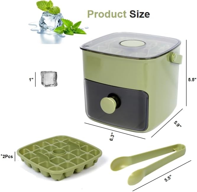 2 Pcs Ice Cube Tray with Lid & Bin
