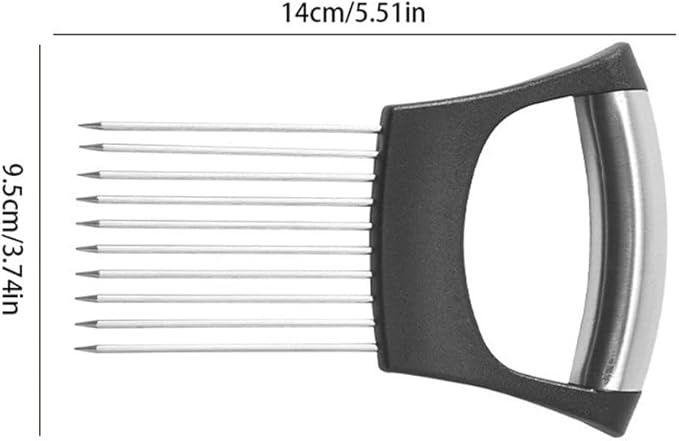 3Pcs onion slicer ，Kitchen Prong Slicer for Vegetables and Meat, Stainless Steel Tines with Safety Handle, Black (3)