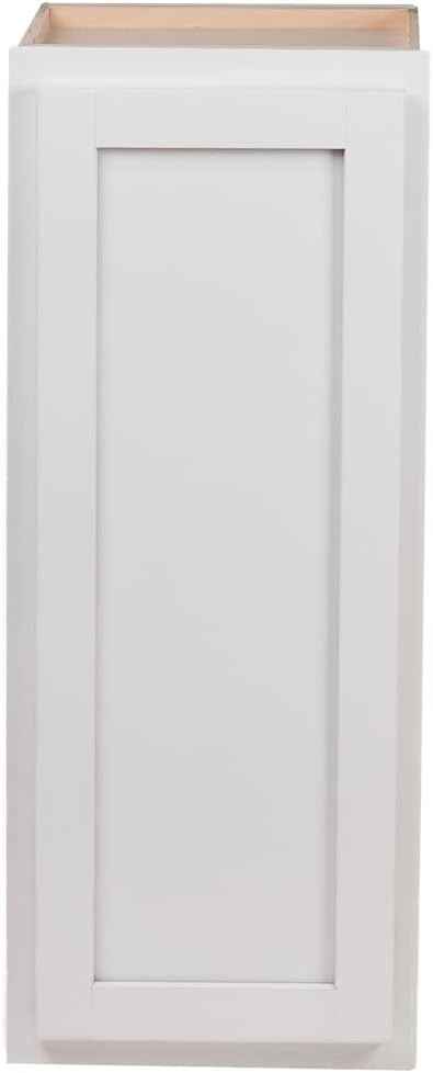 Quicklock RTA (Ready-to-Assemble) 42" Tall Wall Kitchen Cabinets - Shaker Style | 100% Hardwood | Made in America | Soft Close Hardware (Pure White, 12" D x 18" W x 42" H)