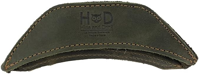 Rustic Leather Hot Handle Holder (Cast Iron Side Kick Potholder) Double Layered, Double Stitched and Handmade by Hide & Drink (Dark Jade)