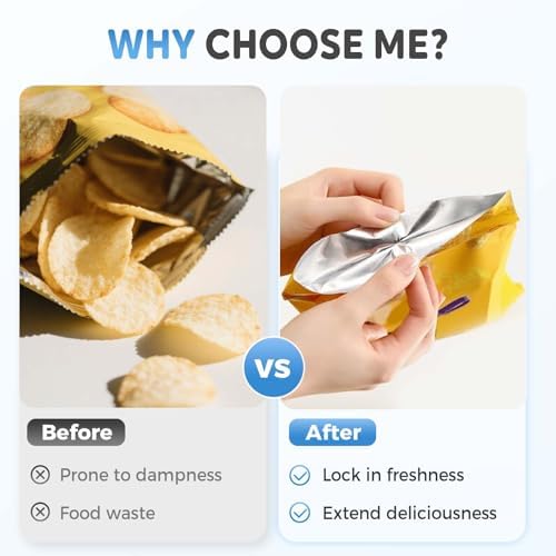 2-in-1 Mini Bag Sealer, Portable Handheld Heat Sealing Machine with Cutter & Magnet, Rechargeable Snack Bag Resealer for Food Storage, 2pcs White
