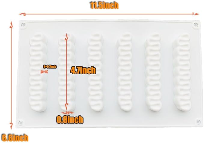 6 Ripple Shape Silicone Mold for Baking Mousse Cake Ice Cream Dessert Pudding Brownie Pastry Fondant Jelly Cake Decoration Mold