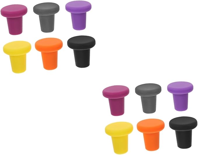 OUNONA 12pcs Silicone Wine Stoppers Bottle Seal Plugs for Beverage Bottles Airtight Closure Cracking for Wine Juice More