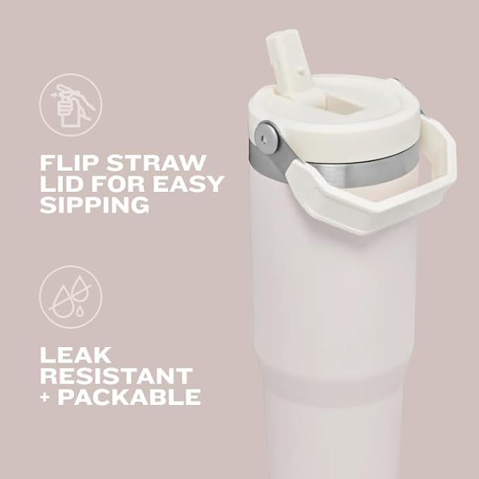 STANLEY IceFlow 2.0 Flip Straw Tumbler with Handle 30 oz | Twist On Lid and Flip Up Straw | Leakproof Water Bottle | Insulated Stainless Steel | BPA-Free | Agave