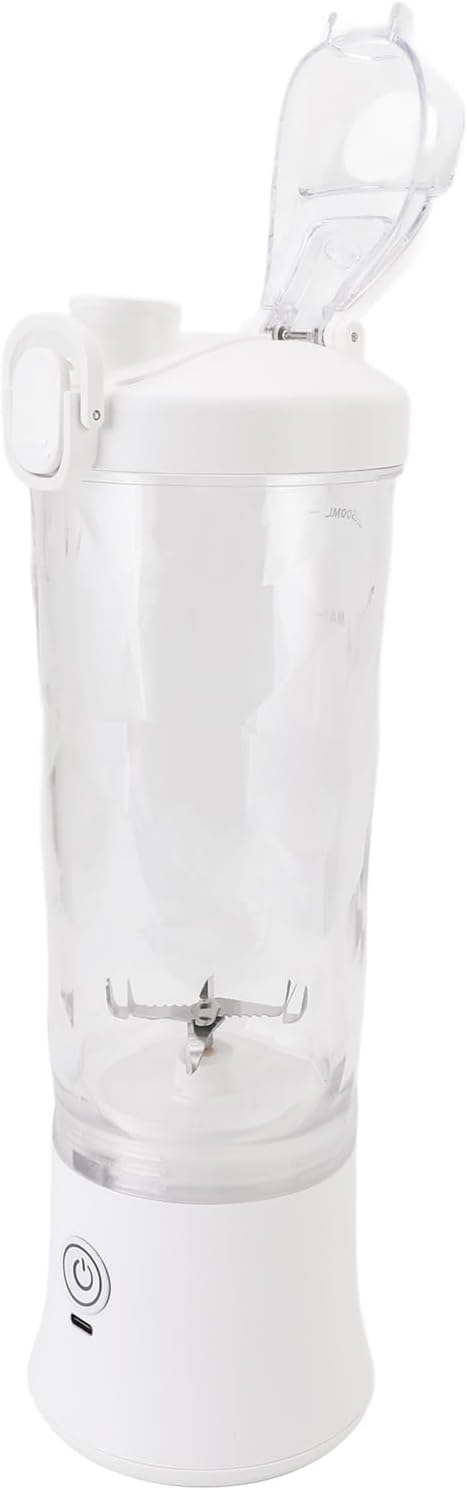 Generic Portable Blender, 600ml 18000RPM USB C Rechargeable Mini Juicer Cup, Stainless Steel Blades Blender with RGB Light, Ideal for Travel, Gym & Sports