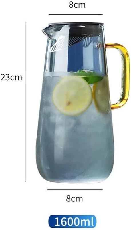 GLigeT Iced Tea Pitcher Thickened Heat-Resistant Glass Water Pitcher Large-Capacity Household Kitchen Drinkware Carafe Milk Coffee Tea Pot 1600ml Water Jug