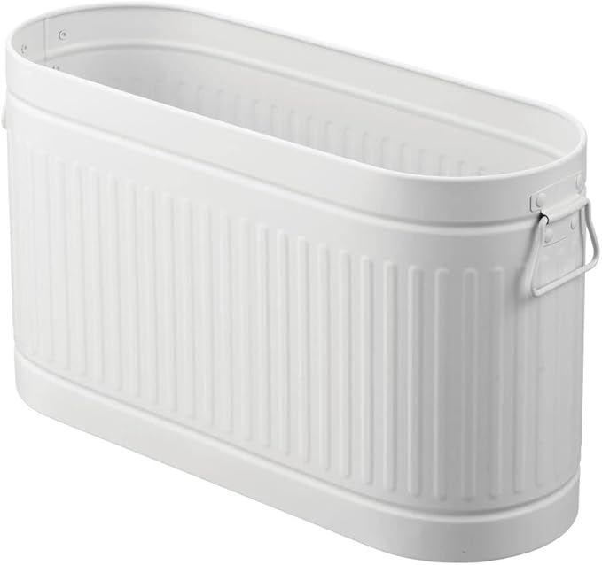 mDesign Large Steel Free Standing Toilet Paper Organizer, 6-Roll Tissue Storage Holder Container Bin for Bathroom Floor, Fits Under Sink, Vanity, Shelf, In Cabinet, or Corner, Oscar Collection - White