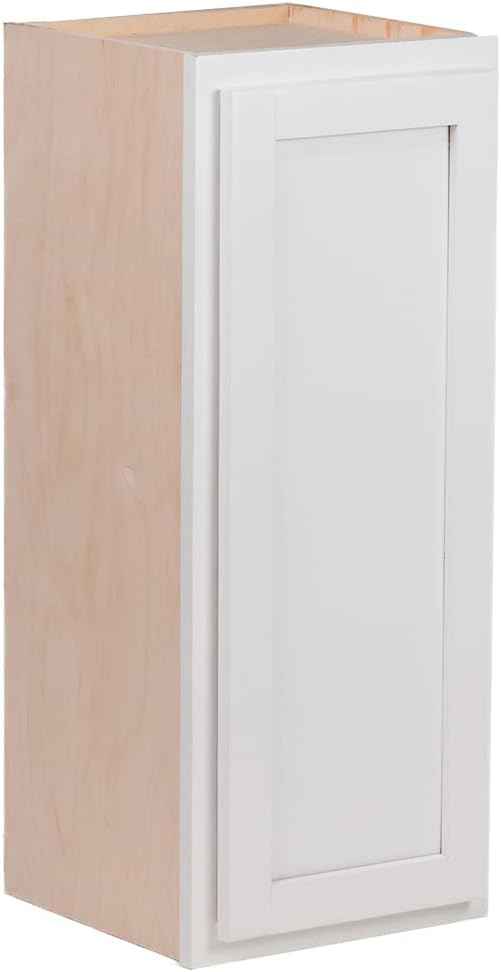 Quicklock RTA (Ready-to-Assemble) 42" Tall Wall Kitchen Cabinets - Shaker Style | 100% Hardwood | Made in America | Soft Close Hardware (Pure White, 12" D x 21" W x 42" H)