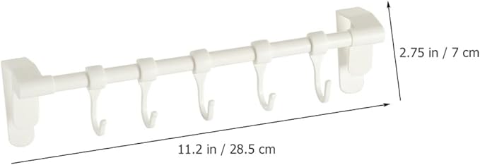 DOITOOL Cabinet Kitchen Utensil Hooks 5pcs Plastic Multi-Function Hanging Rack No Drill Installation White Storage Organizer for Cookware and Sundries