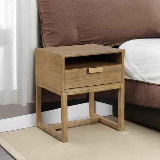 Nathan James Luke Modern Nightstand Side Accent or End Table with Storage Drawer, 1, Light Brown