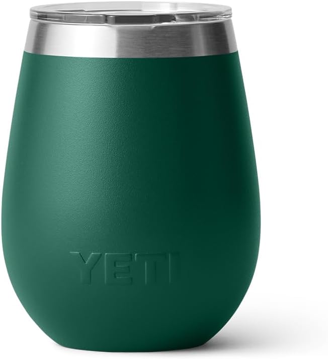 YETI Rambler 10 oz Wine Tumbler, Vacuum Insulated, Stainless Steel with MagSlider Lid, Black Forest Green