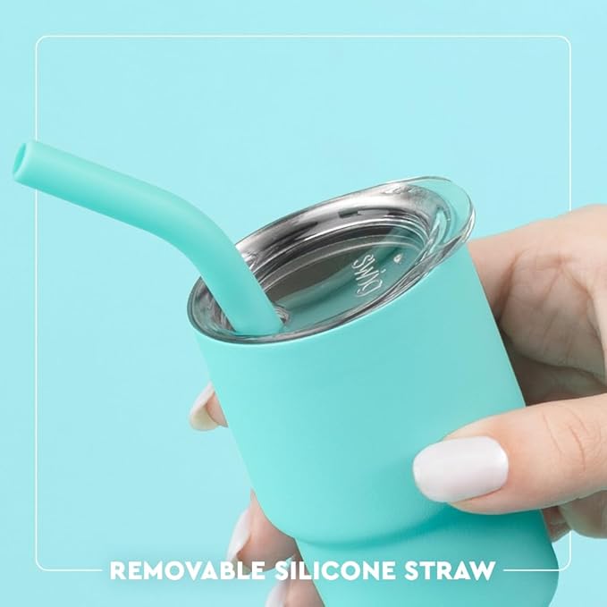 Swig Life Swig Shots Insulated Tumbler 2oz, Stainless Steel Mini Tumbler with Lid and Silicone Straw, Double Wall & Vacuum Sealed, Mini Tumblers for Shots (Lemon Meringue)
