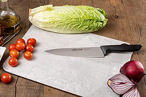 Arcos Chef Knife 8 Inch Nitrum Stainless Steel Blade - Polypropylene Black Handle - Lightweight and Durable for Everyday Use. Niza Series. Color Black. Niza Series