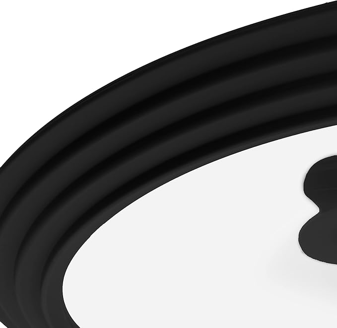 LSR Loreso Universal Pan Lid for Pots Pans and Skillets 10-11.5 Inch - Tempered Glass Pot Lid with Auto-Sizing Silicone Rim - Black