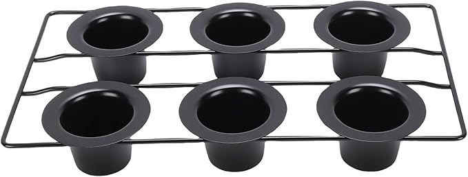TOPINCN 6 Cup Popover Pan, Non Stick Carbon Steel Bakeware for Muffins Popovers, with Wire Rack for Even Baking and Easy Cleanup