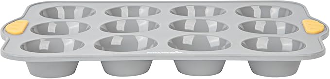 Restaurantware Silicone Baking Molds Pack of 40 Non-Stick Muffin Molds with Handles 12 Compartments, Oven-Friendly Dishwashable Freezer-Friendly Heat-Resistant Gray Silicone Cupcake Muffin Pans