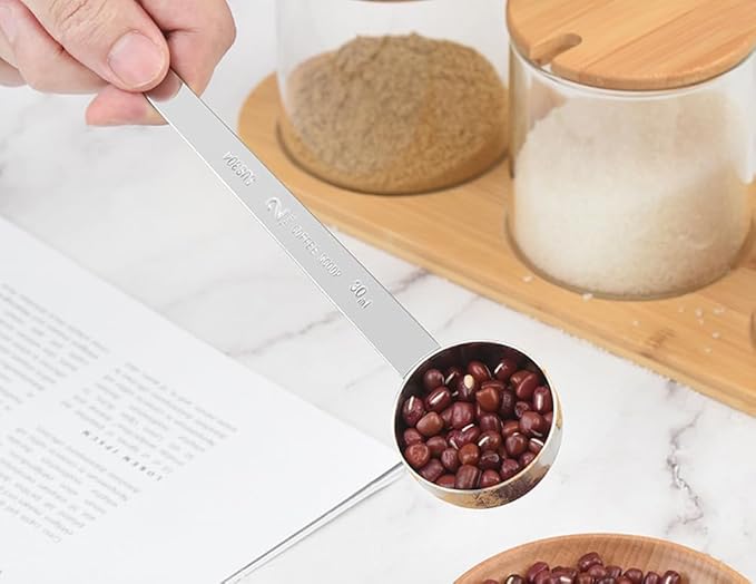 Long Handle Measuring Spoon,CISHNOU Tablespoon Coffee Scoop Stainless Steel Measuring spoon 15 ml Coffee Scoop for Ground Coffee