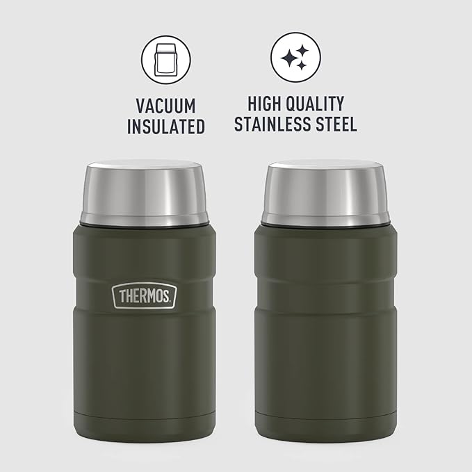 THERMOS Stainless King Vacuum-Insulated Food Jar, 24 Ounce, Army Green (Pack of 4)