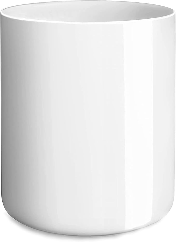 White Large Utensil Holder for Kitchen Counter, High 7.2” Glossy Ceramic Utensils Crock for Countertop, Spatula Cooking Utensil Holder Easy to Clean for Farmhouse 7.2×5.8 INCH