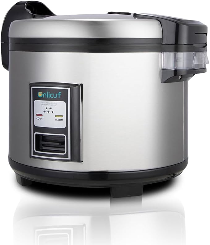 Commercial Rice Cooker 35 Cups Uncooked (70 Cups Cooked) with Stainless Steel Exterior,Large Rice & Grain Cooker for Restaurant,Double Protection,Silver