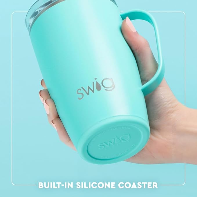 Swig Life 18oz Travel Mug, Insulated Tumbler with Handle and Lid, Travel Coffee Mug, Cup Holder Friendly, Stainless Steel 18 oz Tumbler, Reusable Insulated with Lid (Gingham)
