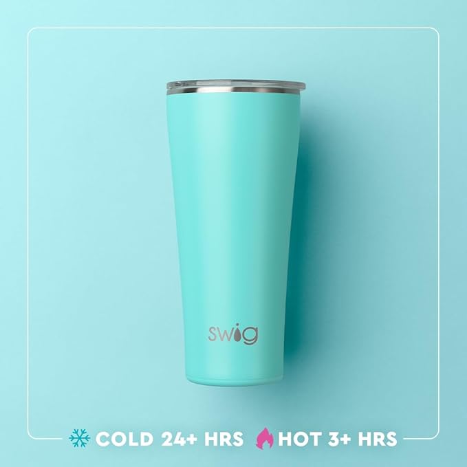 Swig Life 32oz Insulated Tumbler, Travel Coffee Tumbler with Lid, Cup Holder Friendly Travel Coffee Mug, Stainless Steel with Lid (Lazy Daisy)