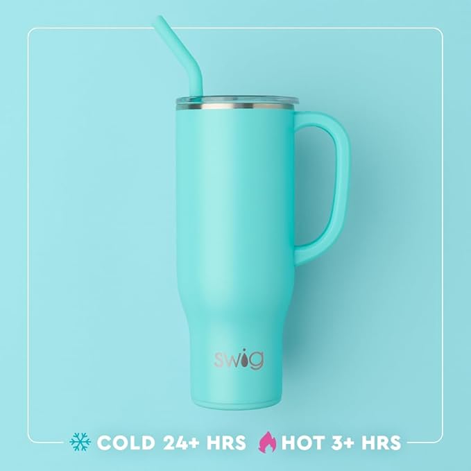 Swig Life 30oz Mega Mug, 30 oz Tumbler with Handle and Straw, Cup Holder Friendly, Dishwasher Safe, Extra Large Insulated Tumbler, Stainless Steel Water Bottle (Ultra Violet)
