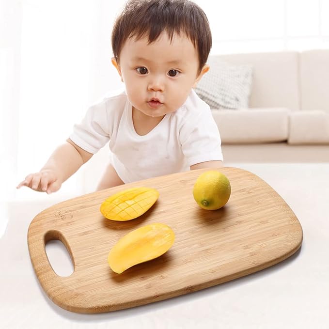 Board Bamboo Cutting Board with Handle Wooden Cutting Board for Kitchen Board Set for Vegetables Meat Cheese Cutting Board for Carving Meat or Vegetables (Carbonized Color M