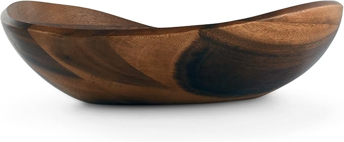 Arthur Court Acacia Wood Salad Serving Bowl for Fruits or Salads - Modern Centerpiece Bowl - Hand carved from one piece of wood
