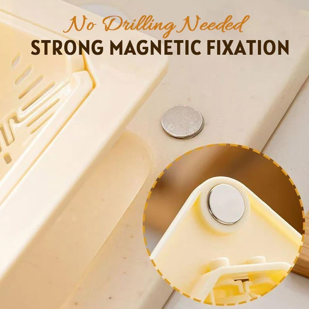 Magnetic Drainage & Filter Basket, Punch-Free Triangular Sink Strainer with Twist-Open Bottom, Strong Magnetic Fixation, Corner Kitchen Organizer for Washing Fruits & Vegetables(2pcs Color b)