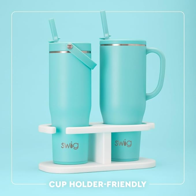 Swig Life 40oz Leak Proof Mega Mug, 40oz Leak Proof Tumbler with Handle and Straw, Extra Large Insulated Tumblers, Cup Holder Friendly Travel Mug, Reusable Leakproof Water Bottle (Pagoda Paradise)