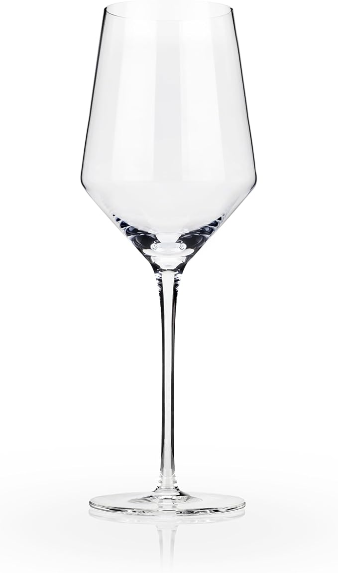 Viski Raye Crystal Angled Chardonnay Glasses, Sleek and Modern Design White Wine Glasses Set, Elegant Glassware for Wedding Gifts, Anniversary, Birthday Gifts, Home Bar Essentials, 13 oz, Set of 2