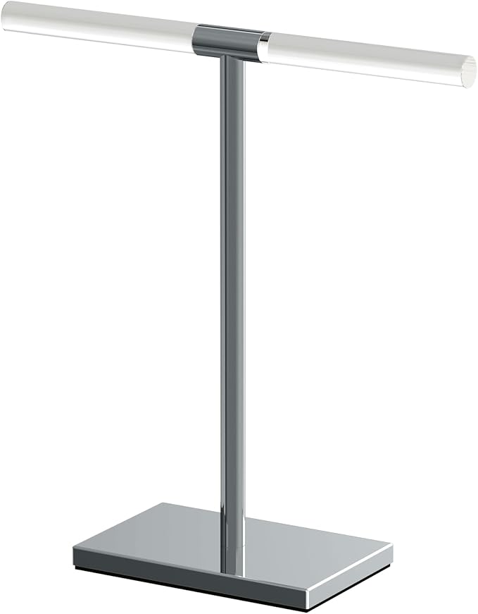 Gatco 1344C, Modern Rectangle Base Freestanding Countertop Towel Holder, Chrome/Acrylic / 10.50" W x 11.13" H T-Shape Style Countertop Hand Towel Holder for Bathroom, Kitchen Towel Rack