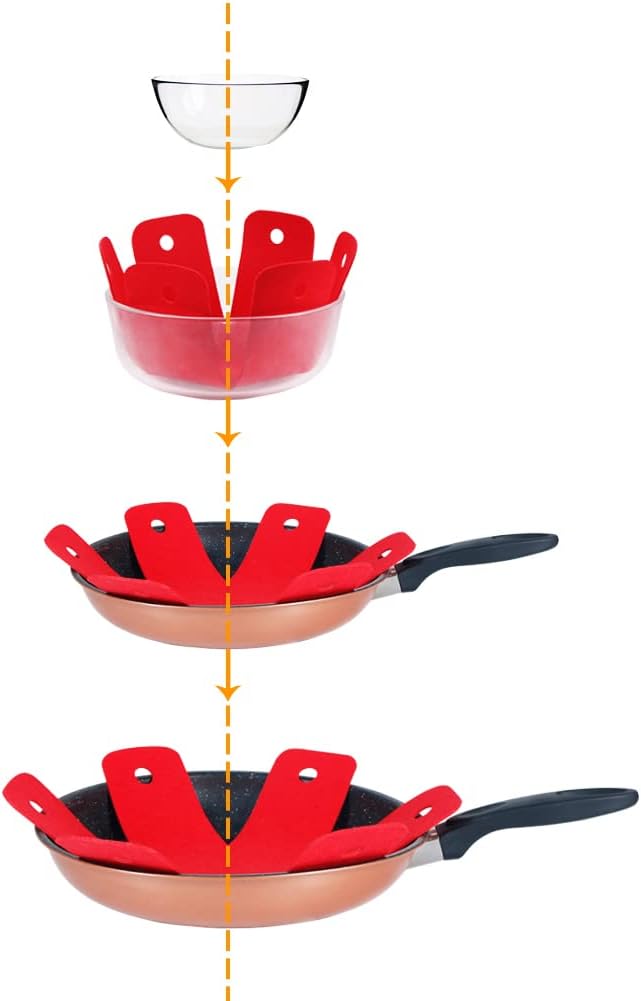 BYKITCHEN Pot Pan Protectors, Larger & Thicker Stacking Pot Protectors, Set of 8 and 4 Different Sizes, Pan Separator Pads for Stacking and Protecting Your Cookware(10/12/14/16inch)