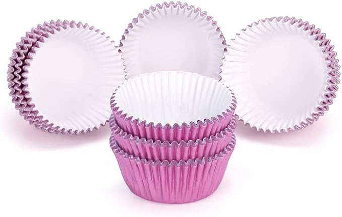 Gifbera Pink Foil Cupcake Liners Mini Size Muffin Baking Cups 300 Count, Pink