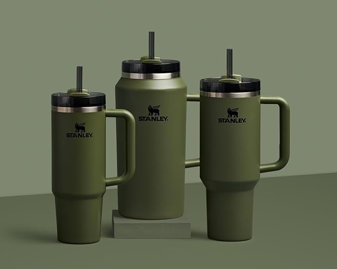 STANLEY Quencher H2.0 Tumbler with Handle & Straw 64 oz | Flowstate 3-Position Lid | Large Capacity for Travel & Sports | Insulated Stainless Steel Cup | BPA-Free | Dried Pine