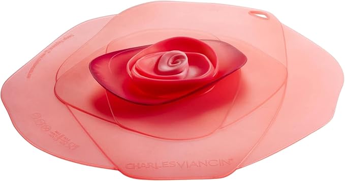 harles Viancin - Rose Silicone Lid for Food Storage and Cooking - Airtight Seal on Any Smooth Rim Surface - BPA-Free - Oven, Microwave, Freezer, Stovetop and Dishwasher Safe (11 Inch Candy Pink Rose)