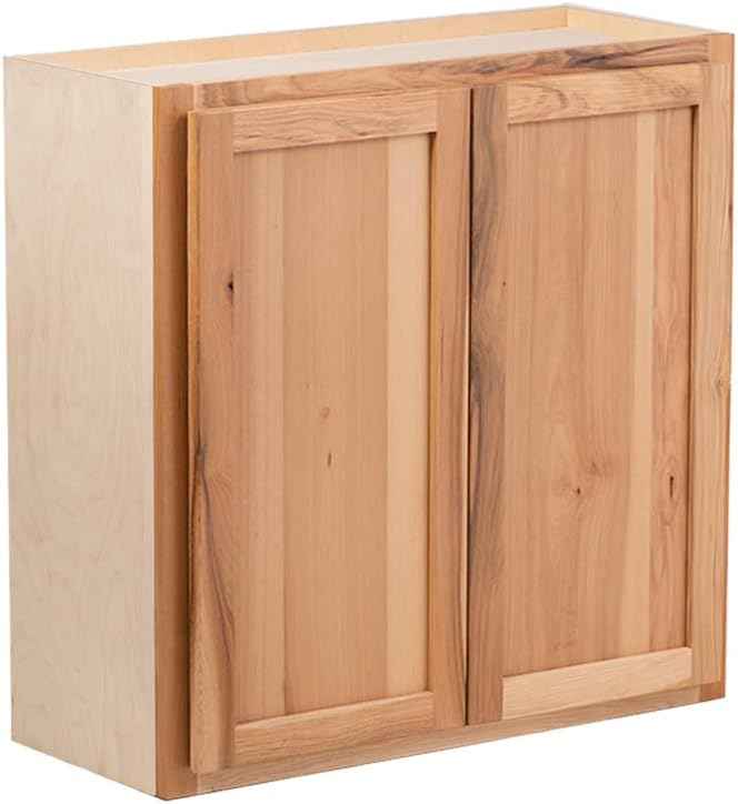 Quicklock RTA (Ready-to-Assemble) 42" Tall Wall Kitchen Cabinets - Shaker Style | 100% Hardwood | Made in America | Soft Close Hardware (12" D x 27" W x 42" H, Rustic Hickory)