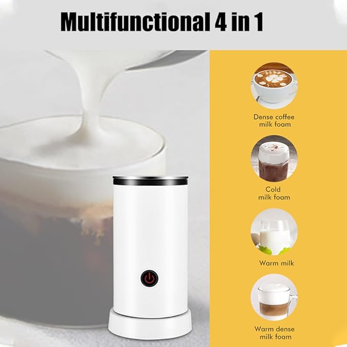 Matybobe Electric Milk Frother 4-in-1 600W 240ml/8.12oz Hot and Cold Milk Foamer Silent Operation Anti Slip Stainless Steel Milk Steamer for Latte Cappuccinos Macchiato Hot Chocolate Milk