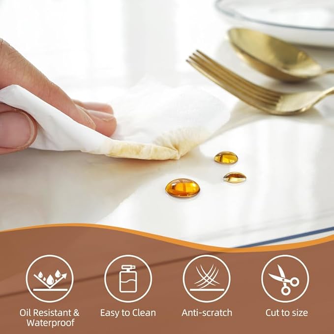Warmstar Clear Table Cover Protector, 42 x 102 Inch, 1.5mm Thick PVC, Rectangle, Desk & Dining Table Protector Mat