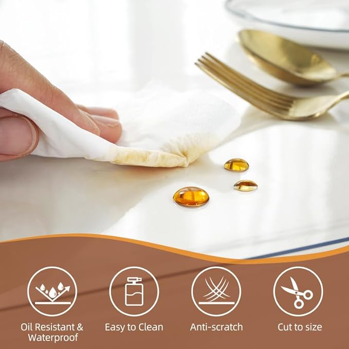 Warmstar Clear Table Cover Protector 12 x 28 Inch,1.5mm Thick Plastic Table Cover Rectangle,PVC Clear Table Protector,Desk Protector Mat for Kitchen, Dresser, Writing Desk，Dining Room Table