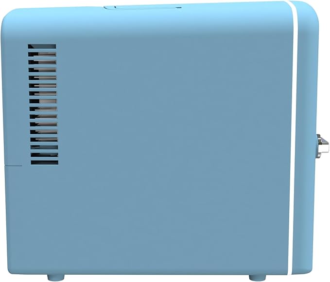 Frigidaire Retro 9-Can Mini Personal Fridge Portable Cooler for Car, Office, Bedroom, Dorm Room, or Cabin, 11.8" D x 7.1" W x 10.1" H, BLUE