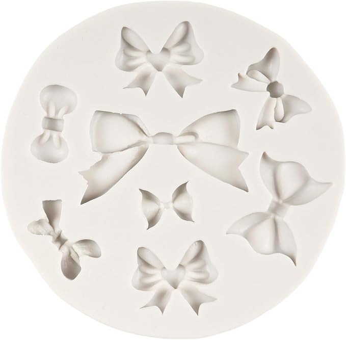 Bear Silicone Fondant Molds Pearl Fondant Mold Ball Pearl Semi Sphere Chocolate Molds Bow Candy Mold For Baby Shower Cake Decoration Cupcake Topper Polymer Clay Gum Paste Set of 5