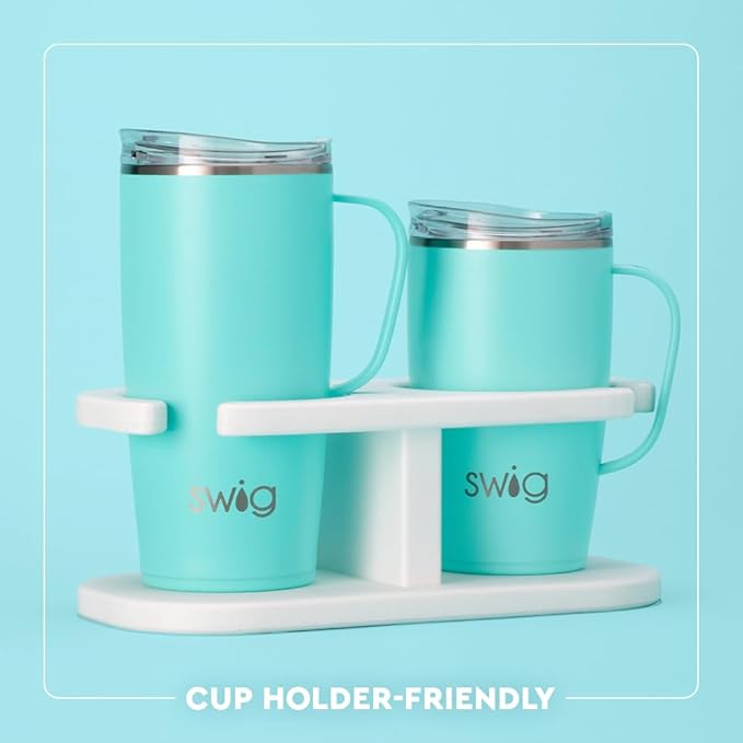 Swig Life 22oz Travel Mug, Insulated Tumbler with Handle and Lid, Travel Coffee Mug, Cup Holder Friendly, Stainless Steel 22 oz Tumbler, Reusable Insulated with Lid (Jockey Club)