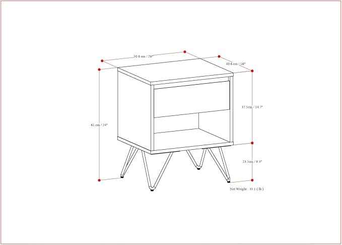 SIMPLIHOME Hunter 20 inch Wide Industrial Modern Nightstand in Walnut for the Living Room and Bedroom