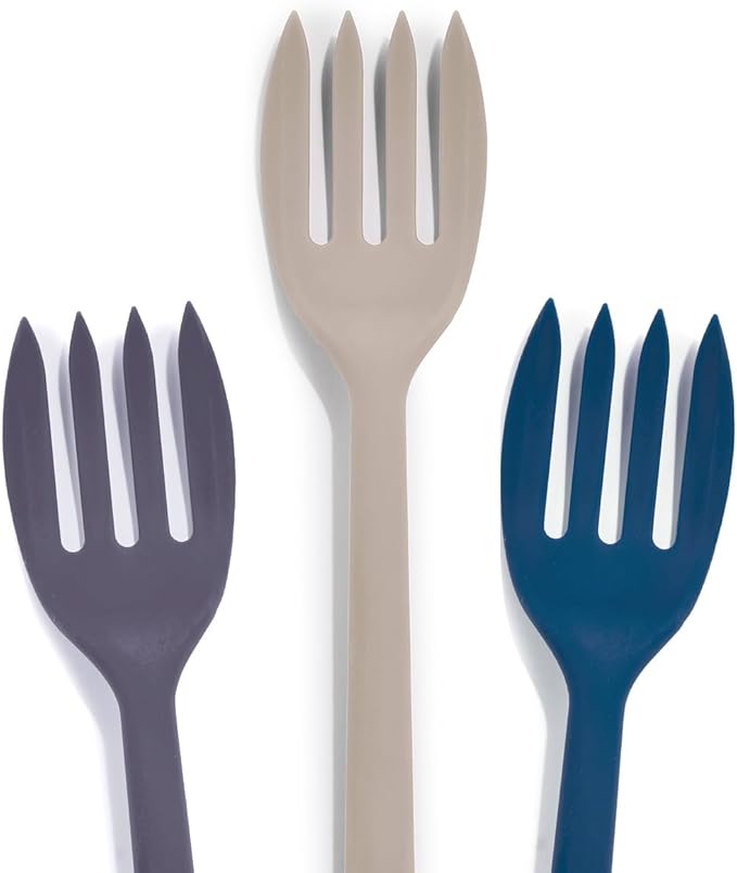 GreenPan Silicone Ultimate Fork, Mixing Stirring Serving, Cooking Kitchen Utensil, Flexible Rubber Nonstick Cookware, Rigid Steel Core, Heat-Resistant, Anti-Slip Handle BPA-Free Dishwasher Safe, Taupe
