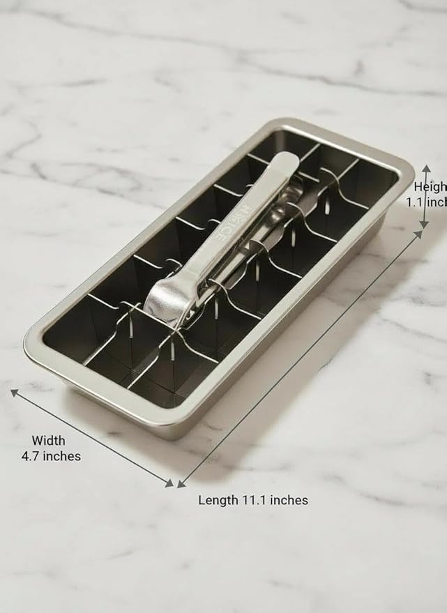Stainless Steel Ice Cube Trays with Easy Release Handle – 18-Cube Metal Tray, Dishwasher Safe | HYICE®